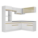 Ver imagem 7 de Armário de Cozinha Completa de Canto com Rodapé Veneza Multimóveis V2099 Branco/Dourado