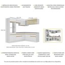 Ver imagem 4 de Armário de Cozinha Completa de Canto com Rodapé Veneza Multimóveis V2099 Branco/Dourado