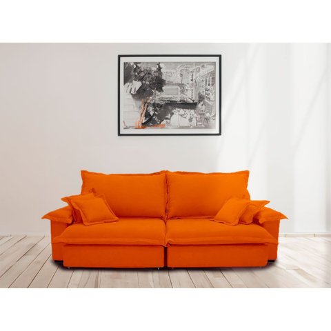 Sofá Retrátil e Reclinável Paris 2.00m Super Pillow - Terracota