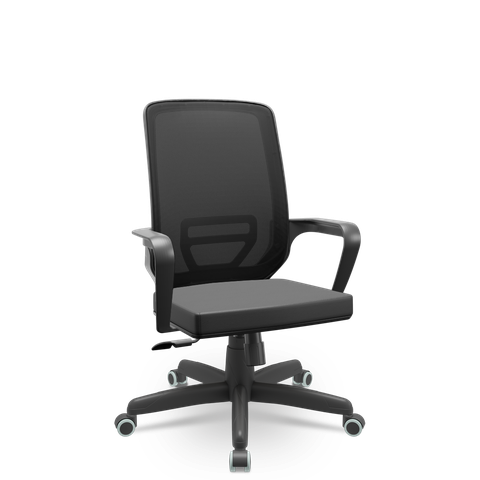 Cadeira Escritório Presidente Adrix Plaxmetal Mecanismo Relax Encosto Tela e Assento Vinil (couro Ec