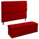 Ver imagem 1 de Kit Cabeceira e Recamier Sapateira Lana para Cama Box Casal 140 Cm - Sv Decor:vermelho