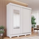 Ver imagem 1 de Guarda-Roupa 183cm 2 Portas de Correr com Espelho e Pés 100% MDF Bonito Espresso Móveis Branco