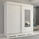 Ver imagem 3 de Guarda-Roupa 183cm 2 Portas de Correr com Espelho e Pés 100% MDF Bonito Espresso Móveis Branco