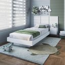 Ver imagem 1 de Cama Solteiro com Cabeceira 122cm e Mesa Cabeceira Suspensa Cor:branco