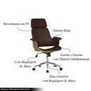 Ver imagem 3 de Cadeira de Escritório Home Office Decorativa Casemiro Pu C/regulagem de Altura Base Giratória Marrom