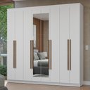 Ver imagem 1 de Guarda-roupa Casal 8 Portas Batentes com Espelho Netuno Madesa Branco/rustic