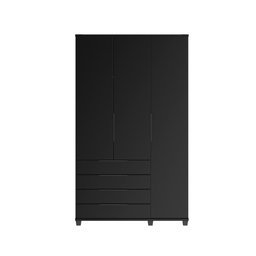 Guarda-roupa Solteiro 3 Portas 4 Gavetas 100% Mdf Allen 136 Cm - Preto Fosco - 3