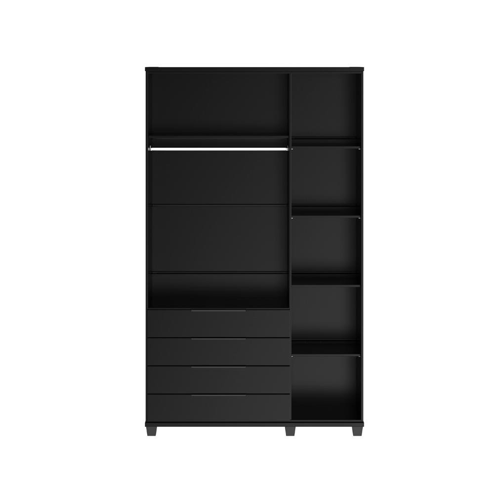 Guarda-roupa Solteiro 3 Portas 4 Gavetas 100% Mdf Allen 136 Cm - Preto Fosco - 4