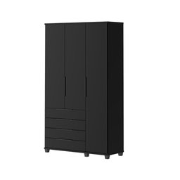 Guarda-roupa Solteiro 3 Portas 4 Gavetas 100% Mdf Allen 136 Cm - Preto Fosco - 7