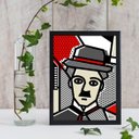 Ver imagem 2 de Quadro Decorativo Charlie Chaplin Pop Art 24x18cm - com vidro:Madeira branca
