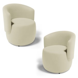 Kit 02 Poltronas Decorativas Aisha Orgânica Suede Bege Claro - Desk Design