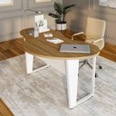 Ver imagem 1 de Mesa para Escritório Orgânica Linear Contemporânea 173cm Macadâmia com Branco F5 Office
