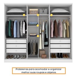 Guarda Roupa Casal com Espelho 3 Portas 6 Gavetas 270cm Milão   - 11