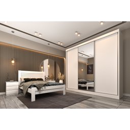 Guarda Roupa Casal com Espelho 3 Portas 6 Gavetas 270cm Milão   - 2