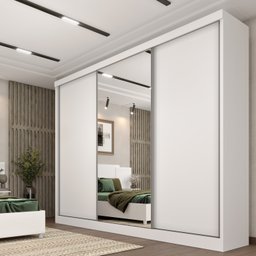 Guarda Roupa Casal com Espelho 3 Portas 6 Gavetas 270cm Milão   - 1