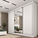 Ver imagem 1 de Guarda Roupa Casal com Espelho 3 Portas 6 Gavetas 270cm Milão