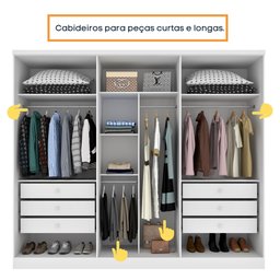 Guarda Roupa Casal com Espelho 3 Portas 6 Gavetas 270cm Milão   - 10