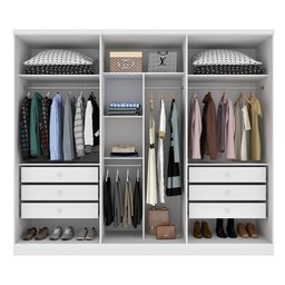 Guarda Roupa Casal com Espelho 3 Portas 6 Gavetas 270cm Milão   - 5