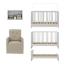Ver imagem 5 de Berço 3 em 1 com Poltrona Amamentação e Armário Aéreo 2 Portas Multimóveis Mp4147 Branco/bege