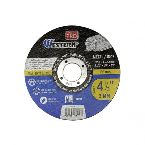 Disco de Corte Western para Metal e Inox Gold 115 X 3 X 22,2