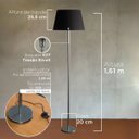 Ver imagem 3 de Luminária de Chão Piso Abajur Alumínio Altura 1,6m Cúpula Cônica Grande Ref 78 Chumbo Cup Preto