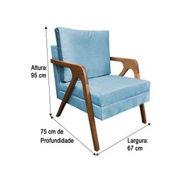 Poltrona Decorativa 1 Lugar Azul Tiffany 18 Itália - 3