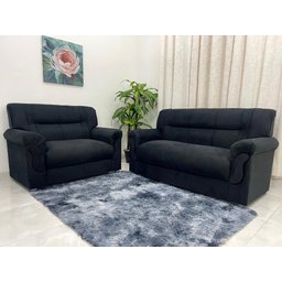 Conjunto de Sofá 2 X 3 Lugares Ref 5014 - Preto Suede - 1