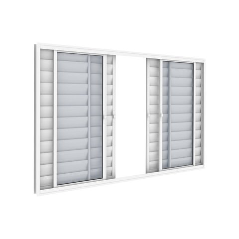 Janela Veneziana 6 Folhas Alumínio Branco sem Grade:2000 x 1000 x 7 com Fecho Sobrepor