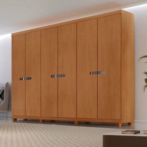 Guarda-Roupa Casal 100% MDF 6 Portas e 6 Gavetas com Pés França Marrom/Marromle