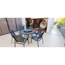 Ver imagem 4 de Jogo de Mesa 1,40m + 6 Cadeiras Alumínio e Tela para Área Externa Piscina e Jardim - Preto