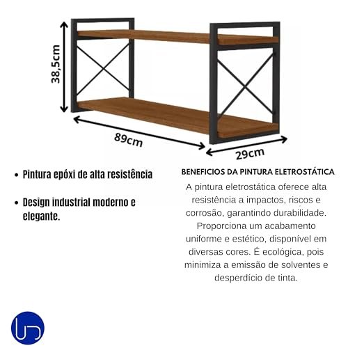 Prateleira Parede Industrial Dupla Grande Cozinha Sala Alta Durabilidade Estilo Funcionalidade Decor - 7