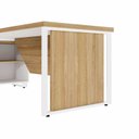 Ver mais imagens de Mesa Executiva com Armário Lateral e Caixa de Tomadas 3 Gavetas 180cm Corporate Macadâmia e Branco m