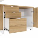 Ver imagem 7 de Mesa Executiva com Armário Lateral e Caixa de Tomadas 3 Gavetas 180cm Corporate Macadâmia e Branco m