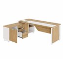 Ver imagem 5 de Mesa Executiva com Armário Lateral e Caixa de Tomadas 3 Gavetas 180cm Corporate Macadâmia e Branco m