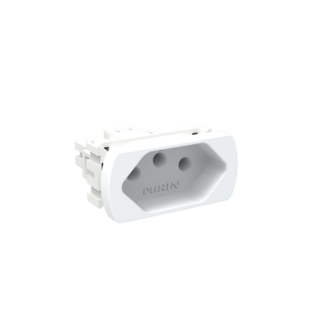 10 Unidades Módulo Tomada 2 Pólos + Terra 20a 250v Cor Branco Durín