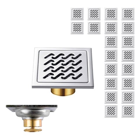 Ralo Inox 10x10 Lavabo Kit 20 Uni Banheiro Box Anti Odor Casa Varanda Anti Inseto Higienico Resisten
