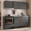 Ver imagem 1 de Cozinha Completa Modulada 4 Peças 7 Portas 4 Gavetas Yescasa Cinza/Grafite