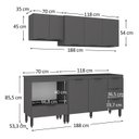 Ver imagem 4 de Cozinha Completa Modulada 4 Peças 7 Portas 4 Gavetas Yescasa Cinza/Grafite