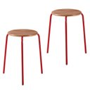 Ver imagem 2 de Kit 2 Banquetas para Cozinha com Base de Aço Cumbuca Vermelho/Nature