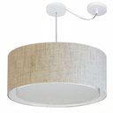 Ver imagem 1 de Lustre Pendente Cilíndrico com Desvio Md-4311 Cúpula em Tecido 60x30cm Rustico Bege - Bivolt