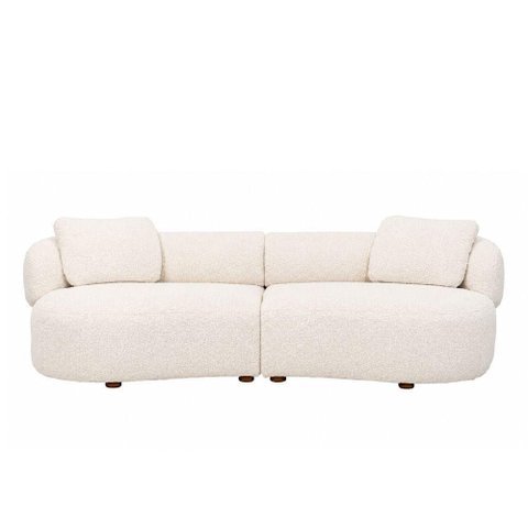Sofá Lunna 3 Lugares 230cm Off White Bouclé Estrutura Madeira D26 Sallar Home