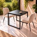 Ver imagem 2 de Mesa de Jantar Reforçada Industrial 70x70cm Tampo Preto Pés Preto