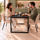 Ver imagem 4 de Mesa de Jantar Reforçada Industrial 70x70cm Tampo Preto Pés Preto