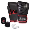 Ver imagem 2 de Kit Luva de Boxe Muay Thai - Naja Black Preto/vermelho + Bandagem+bucal:14/preto/vermelho
