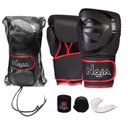 Ver imagem 7 de Kit Luva de Boxe Muay Thai - Naja Black Preto/vermelho + Bandagem+bucal:14/preto/vermelho