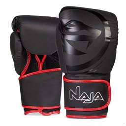 Kit Luva de Boxe Muay Thai - Naja Black Preto/vermelho + Bandagem+bucal:14/preto/vermelho - 9