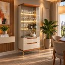 Ver imagem 5 de Cristaleira de Vidro com LED 100% MDF Adhalia Off White / Jequitibá Lukaliam