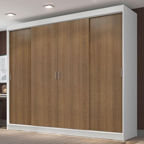 Guarda-roupa Casal Madesa Austin 4 Portas de Correr 3 Gavetas