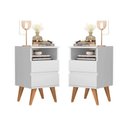 Ver imagem 1 de Kit 2 Mesa de Cabeceira Cama Quarto -alamo branco/nature