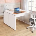 Ver imagem 1 de Mesa Escritório 2 Lugares 1,10m X 1,40m Pés Painel F5 Office Cor:branco